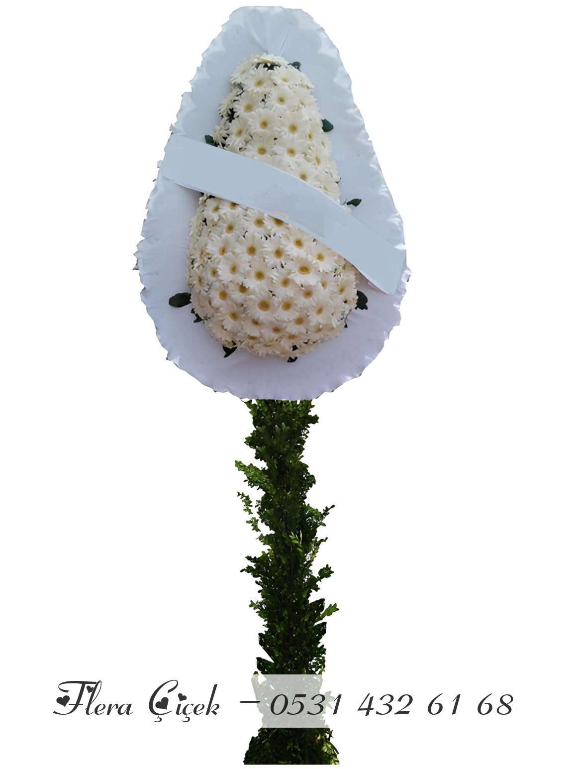 Beyaz Gerbera Yapay Çelenk