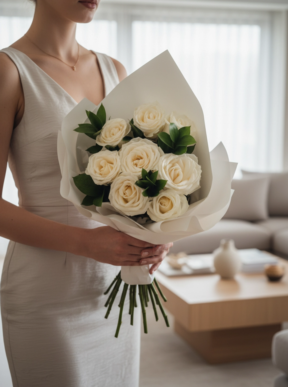 Premium Beyaz Gül Buketi
